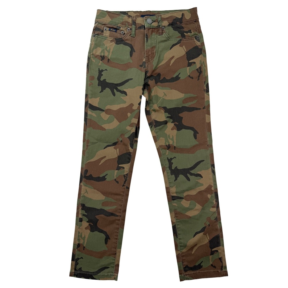 Polo Ralph Lauren Kids Sullivan Slim Camo Pants Green Brown Sz 10 Adjustable New